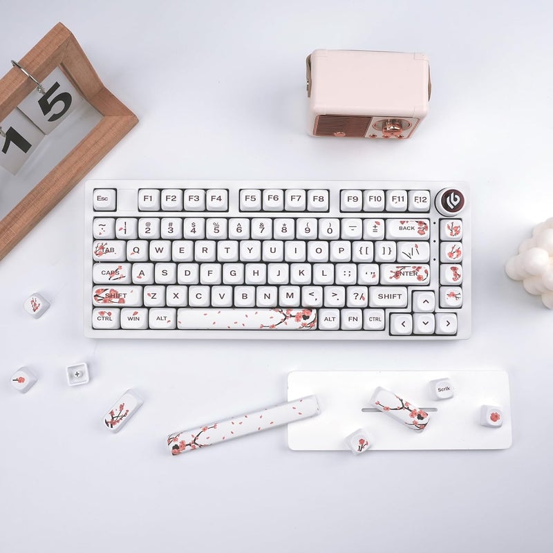 OHY XVX MOA Profile Cherry Blossom PBT Keycaps, 140-Key Dye-Sub Keycaps for ANSI/ISO Layout (Compatible with Cherry MX Switches & GK61/68/87/96/104/108, Includes 6.25u Spacebar) - Image 3